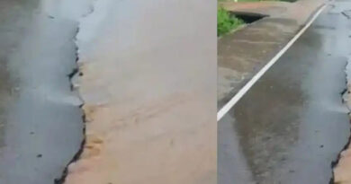 കാസർഗോഡ് കനത്ത മഴയില്‍ റോഡ് നെടുകെ പിളര്‍ന്നു; 50 മീറ്ററോളം നീളത്തില്‍ വിള്ളല്‍